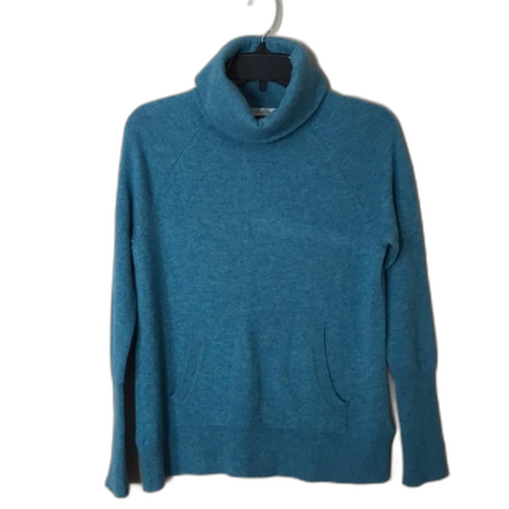Max studio blue pullover turtle neck 100% 2 ply cashmere sweater top‎ small